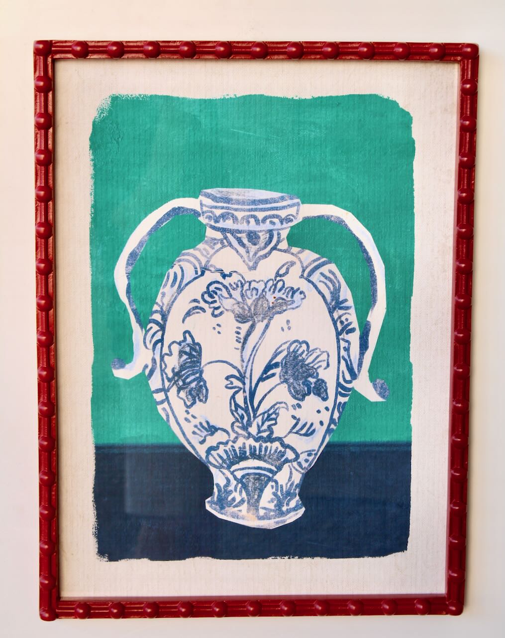 BLUE & GREEN SCALLOP FLOWER PICTURE  1.5X47X39CM